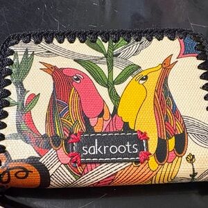Sakroots Vibrant Bird Print Zip Pouch in Yellow & Pink